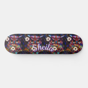 Whimsical Impressionistische Bloemenuil gepersonal Skateboard