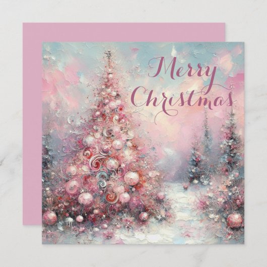 Whimsical Impressionistische Kerstboom Feestdagenkaart (Voorkant / Achterkant)