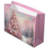 Whimsical Impressionistische kerstboom roze blauw Groot Cadeauzakje (Voorkant Gekanteld)