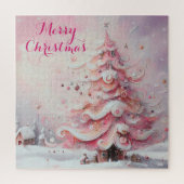 Whimsical Impressionistische Kerstboom Roze Legpuzzel (Verticaal)