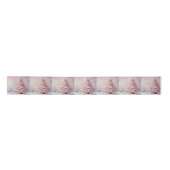 Whimsical Impressionistische Kerstboom Roze Lint (Voorkant)