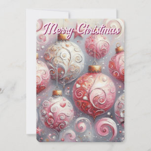 Whimsical Impressionistische Kerstversieringen Roz Feestdagenkaart