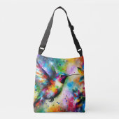 Whimsical Impressionistische Kleurrijke Kolibrie Crossbody Tas (Voorkant)