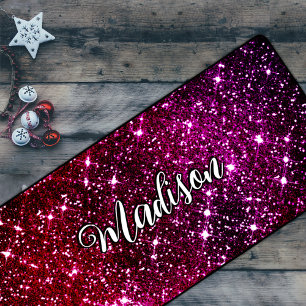 Whimsical iridescent roze Glitter monogram Bureaumat