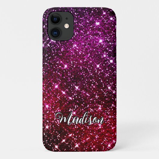 Whimsical iridescent roze Glitter monogram Case-Mate iPhone Case (Achterkant)