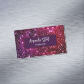 Whimsical iridescent roze Glitter monogram Magnetisch Visitekaartje (Voorbeeld)