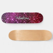 Whimsical iridescent roze Glitter monogram Skateboard (Horizontaal)