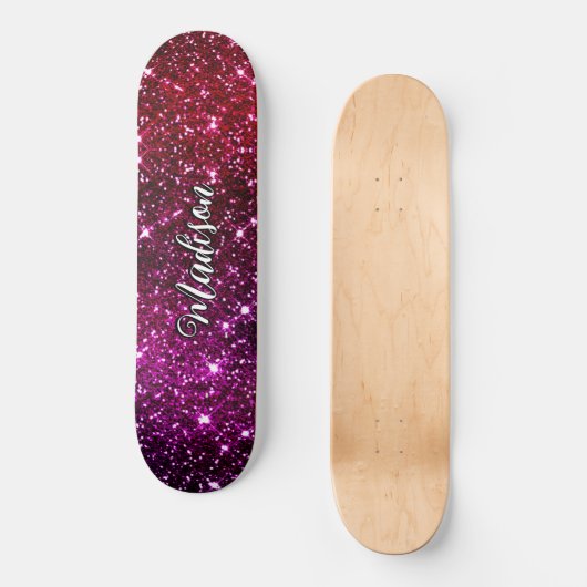 Whimsical iridescent roze Glitter monogram Skateboard (Voorkant)
