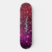 Whimsical iridescent roze Glitter monogram Skateboard (Voorkant)