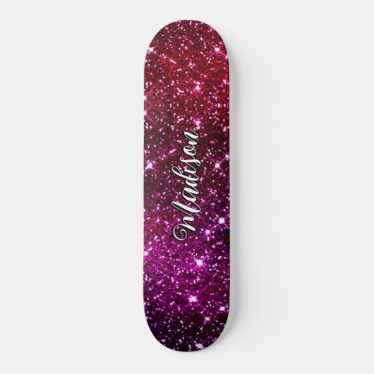 Whimsical iridescent roze Glitter monogram Skateboard (Voorkant)