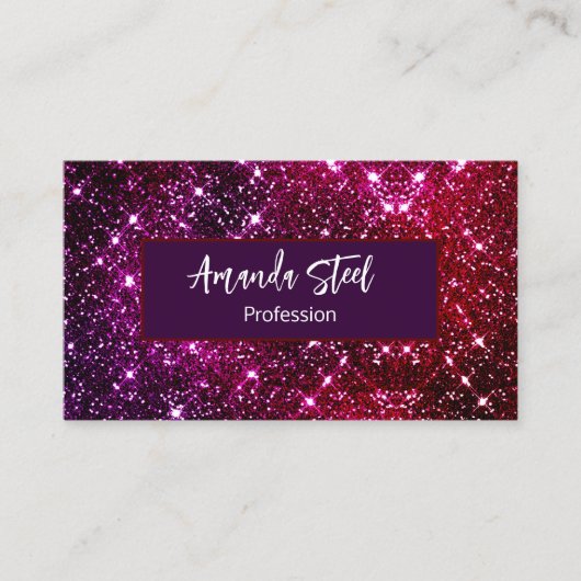Whimsical iridescent roze Glitter monogram Visitekaartje (Voorkant)