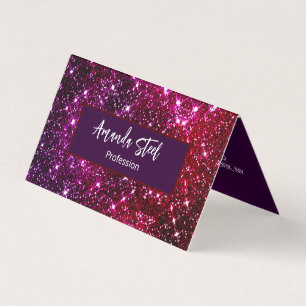 Whimsical iridescent roze Glitter monogram Visitekaartjes