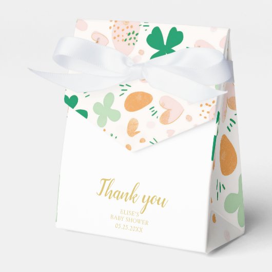 Whimsical Irish Lucky Green Shamrock Baby shower Bedankdoosjes (Voorkant Zijde)