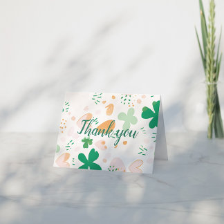 Whimsical Irish Lucky Green Shamrock Baby shower Bedankkaart