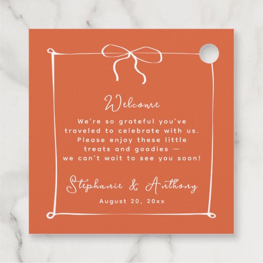 Whimsical Italiaanse zonsondergang met witte boog Bedankjes Labels (Achterkant)