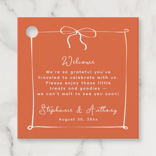 Whimsical Italiaanse zonsondergang met witte boog Bedankjes Labels (Voorkant)