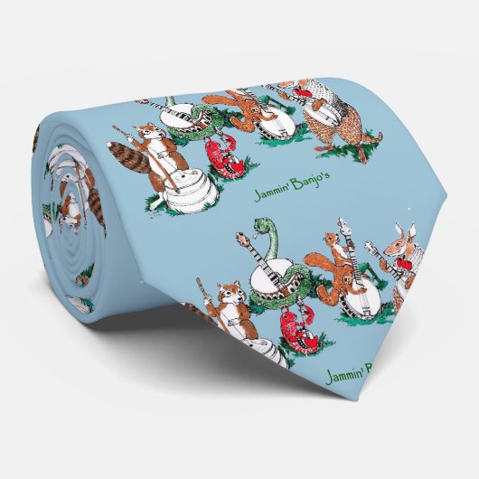 Whimsical Jammin Banjos Musical Stropdas (Opgerold)