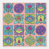 Whimsical Jewel Tones Hand getrokken Boho perzik Behang (Voorkant)