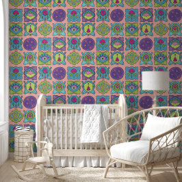 Whimsical Jewel Tones Hand getrokken Boho perzik Behang