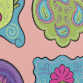 Whimsical Jewel Tones Hand getrokken Boho perzik Behang (Zoom)