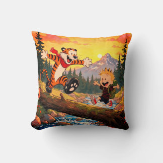 Whimsical Jongen en Tijger Wildernis Avontuur Kuns Kussen