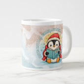 Whimsical Jumbo Penguin Storytelling Coffee Tea Mu Extra Grote Beker (Voorkant rechts)