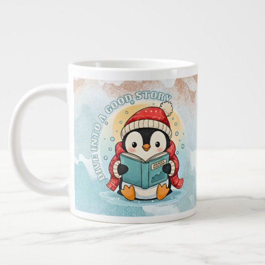 Whimsical Jumbo Penguin Storytelling Coffee Tea Mu Extra Grote Beker (Links)