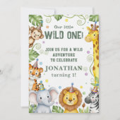 Whimsical Jungle Safari Animal Birthday Invitation (Devant)
