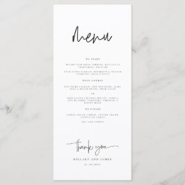 Whimsical kalligrafie bruiloft diner menu