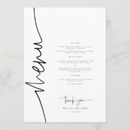 Whimsical kalligrafie Modern bruiloft diner Menu