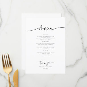 Whimsical kalligrafie Modern bruiloft diner Menu