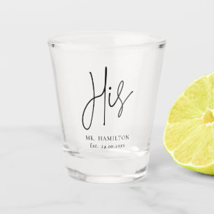 Whimsical kalligrafie zijn geschenk kamer shot glas