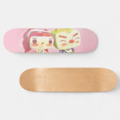 Whimsical Karakters met Kat Skateboard (Horizontaal)