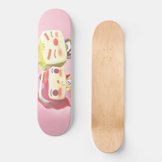 Whimsical Karakters met Kat Skateboard (Voorkant)