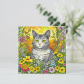 Whimsical Kat en Bloemen (Staand voorkant)