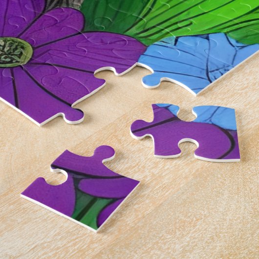 Whimsical Kat en Kitten Folk Art Kleurrijk Legpuzzel (Zijkant)