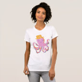 Whimsical Kawaii Cartoon Style Dansend Octopus Art T-shirt (Voorkant volledig)