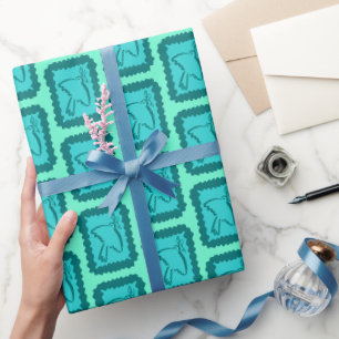 Whimsical Kerst Duiven Raster Cute Helder Vakantie Cadeaupapier
