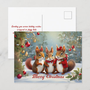 Whimsical Kerst Eekhoorns Verrukking Briefkaart