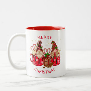 Whimsical-kerst-knomes Hot Chocolate-koekjes Tweekleurige Koffiemok