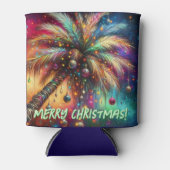 Whimsical Kerst Palmboom Tropisch Strand Levendig Blikjeskoeler (Voorkant)