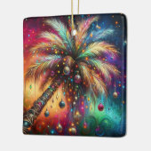 Whimsical Kerst Palmboom Tropisch Strand Levendig Keramisch Ornament (Links)
