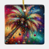 Whimsical Kerst Palmboom Tropisch Strand Levendig Keramisch Ornament (Voorkant)