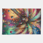 Whimsical Kerst Palmboom Tropisch Strand Levendig Theedoek (Horizontaal)