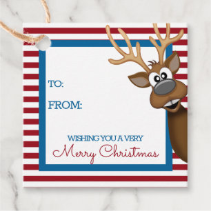 Whimsical Kerst Reindeer Cadeautag Bedankjes Labels