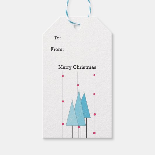 Whimsical-kerstbomen Cadeaulabel (Voorkant)