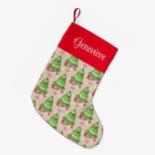 Whimsical-kerstbomen, rode bogen en Cadeaus Kleine Kerstsok (Voorkant (Hangend))