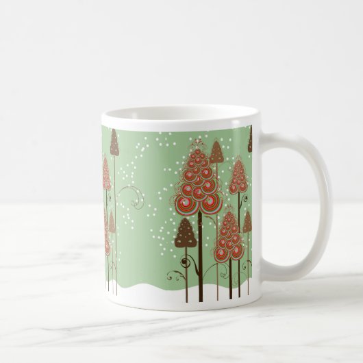 Whimsical Kerstbomen Sneeuw Winter Wonderland Koffiemok (Rechts)