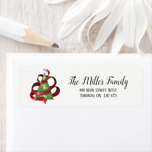 Whimsical Kerstboom Return Address Labels (Insitu)