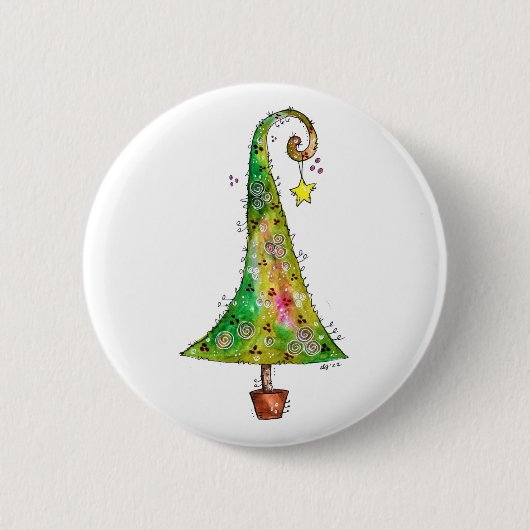 Whimsical-kerstboom Ronde Button 5,7 Cm (Voorkant)
